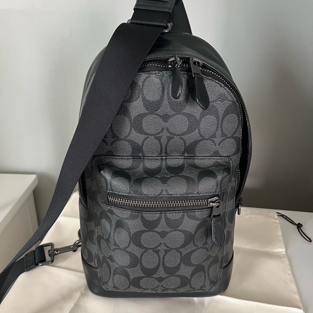 Coach Black and Gray Signature Backpack - Picture 2 of 9